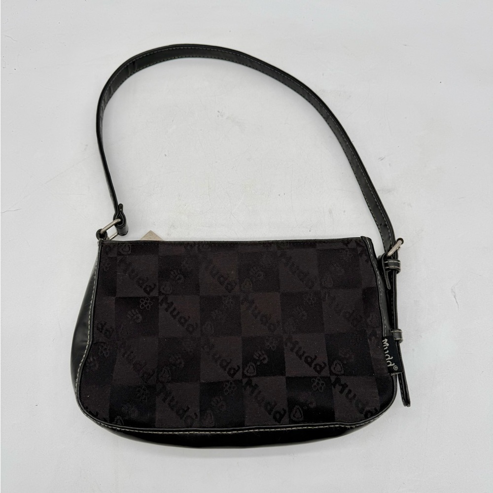 Vintage Y2K Mudd Shoulder Bag Black Checker Logo Purse Baguette 2000s
